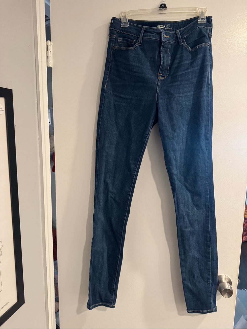 Old Navy Rockstar Super Skinny High Rise Jeans Women’s 12 Tall Dark Denim
